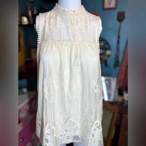 NWT Sleeveless Cream Lace Blouse